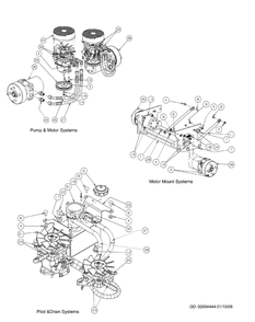 Hydro Hose And Pump Assembly Diagram and Parts List for M54-KH (53AH8CT4050-27HP-OHV)(2009 & Before) Cub Cadet Lawn Tractor